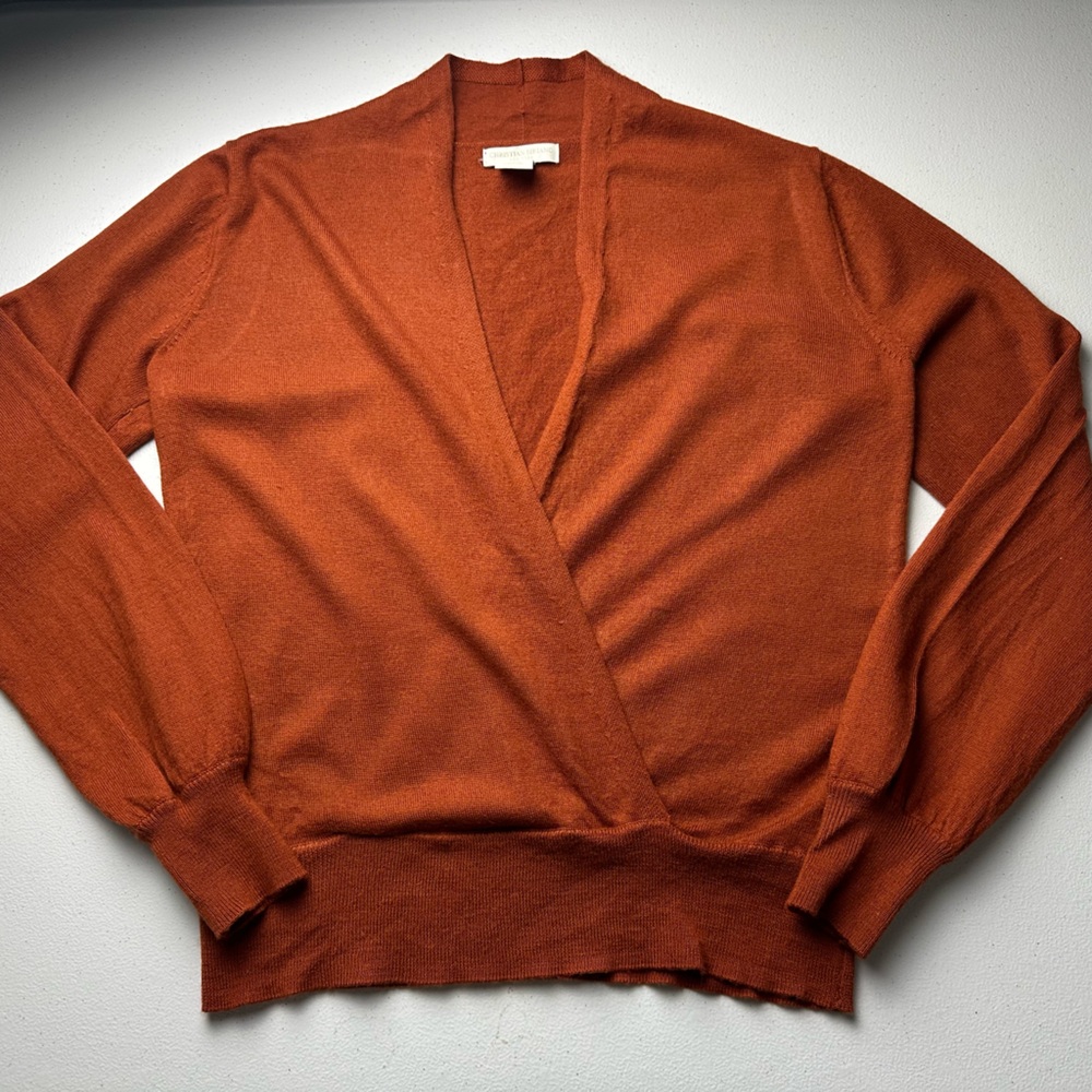 Christian Siriano Terracotta V-Neck Sweater